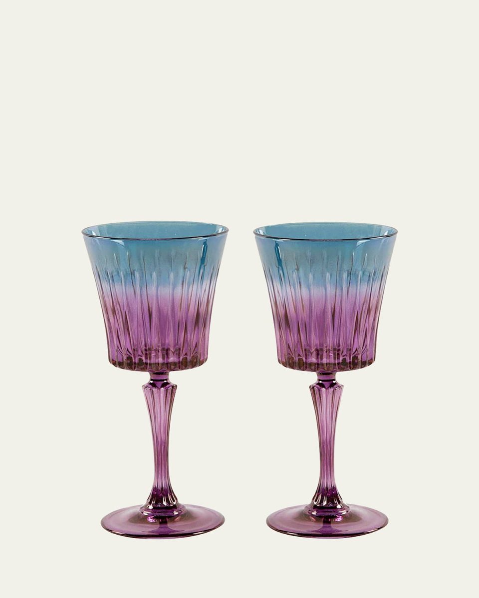 Blue Shaded Stemmed Water Glasses, Set of 2